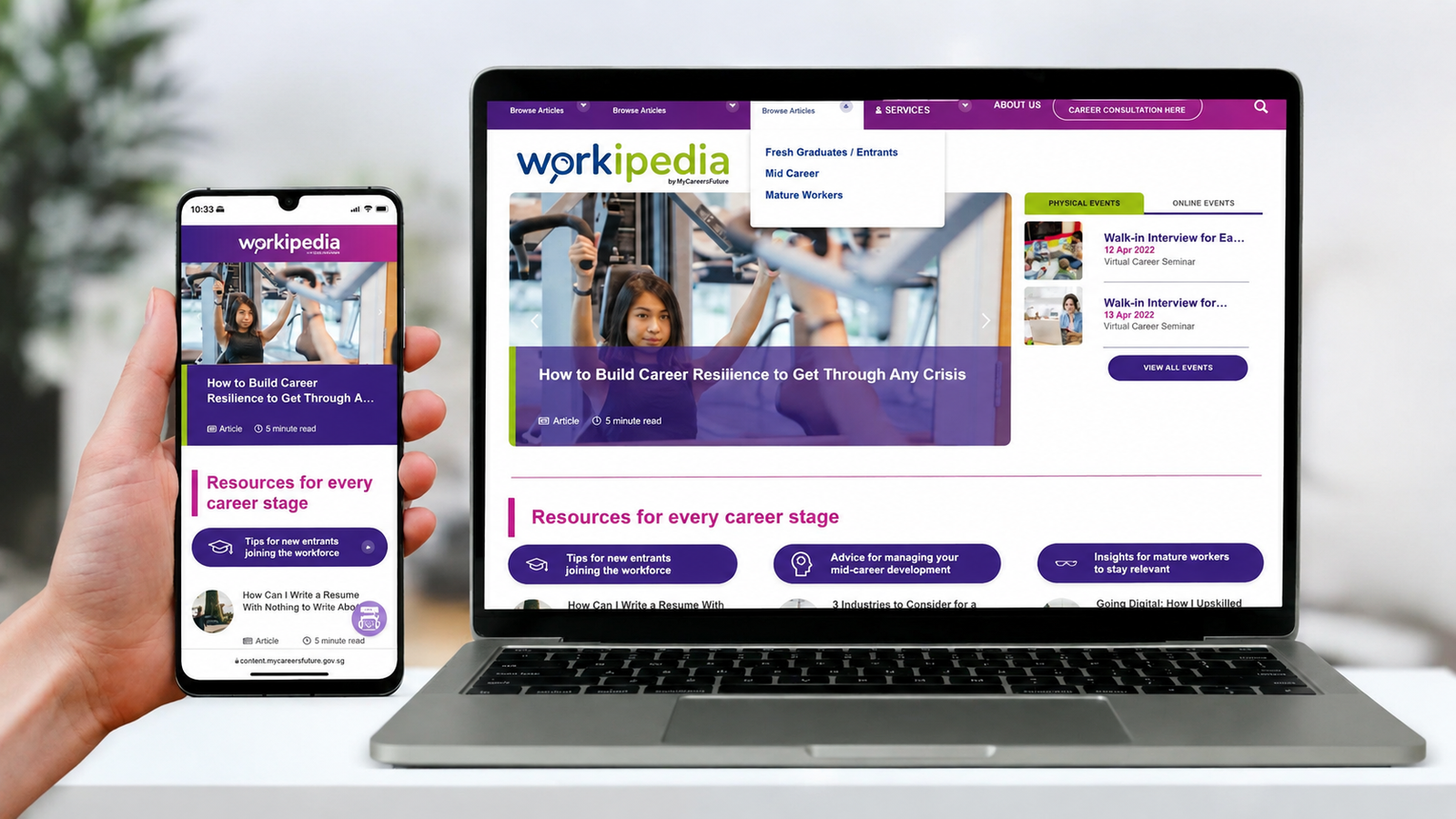 Workipedia career website displayed on a laptop and mobile phoneOnlyWorkMoods com Explained: Complete Guide to the Website, Content & Work-Focused Web