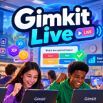 Gimkit Live Gimkit Live multiplayer learning illustration showing students participating in real-time quiz games, interactive challenges, and classroom activities.Gimkit Live Multiplayer Classroom Challenge
